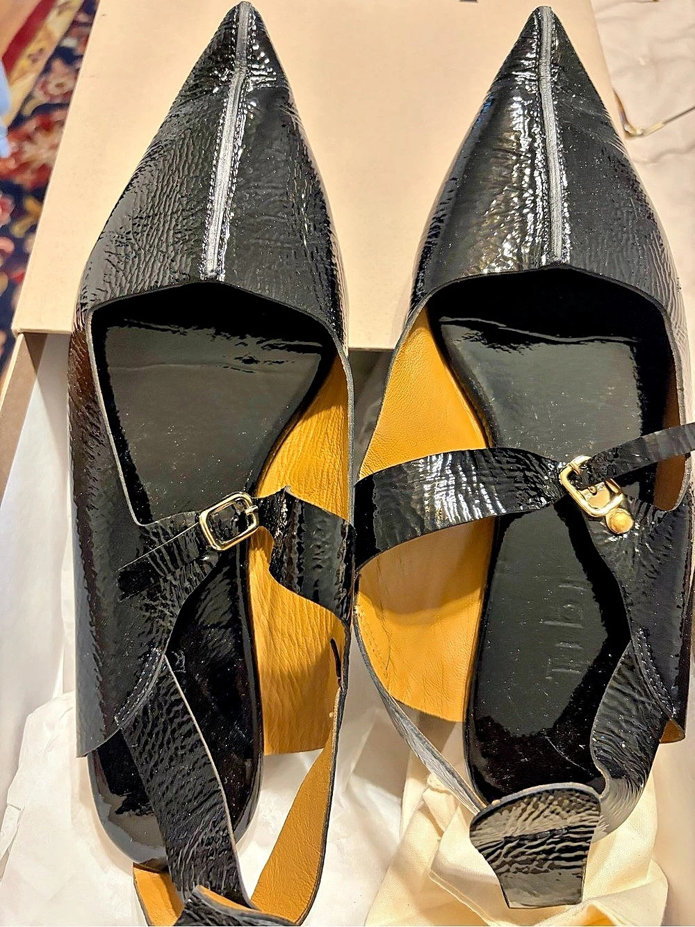 TIBI Rudolph SR22RU2094 Black Patent Leather flats EU 37.5